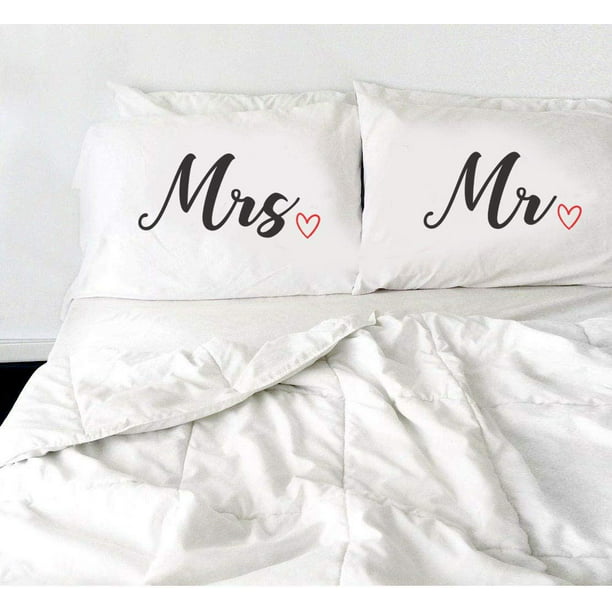 Linen Cotton Natural Rustic Wedding Gift Mr Mrs Couple Cushion Cover Case Modern